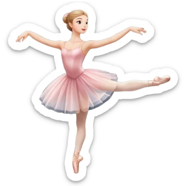 Icon for Ballet: a theater stage with silhouette of a ballerina in an elegant pose, surrounded by spotlight and stage lights. The icon should convey the grace and beauty of ballet, with focus on the dancer and the dramatic lighting. Transparent background. sticker