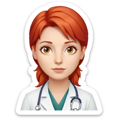 female doctor with red hair sticker