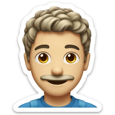 smiling boy with mustache with a little less hair sticker