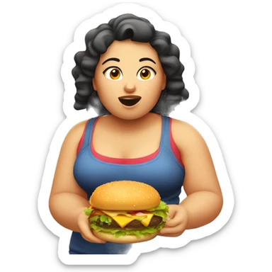 Fat girl eating burger sticker
