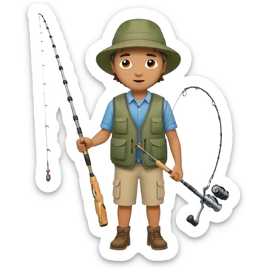 Man in motion casting a fishing rod full body sticker