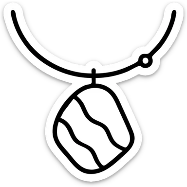 minimalist gold necklace featuring a deep blue stone with white and gray marbling, asymmetrical design, small metallic bead sticker