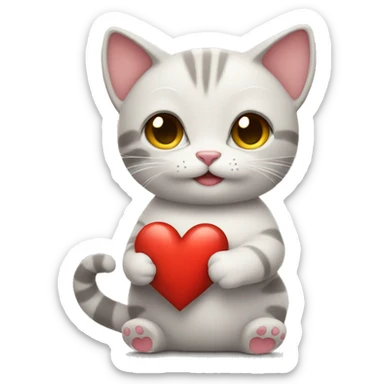 cute cat holding heart  sticker