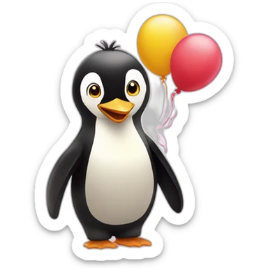 un pinguouin qui fete son anniversaire sticker