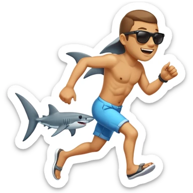 Shark with human legs running with sunglasses on  sticker