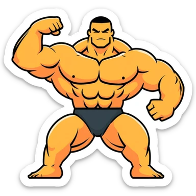powerful strong limbs flexing, bodybuilder pose sticker