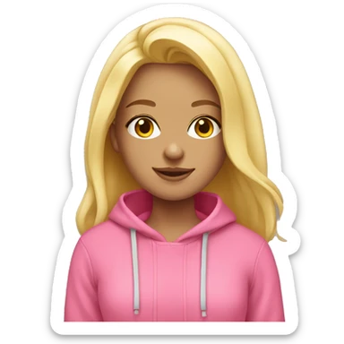 Blonde girl with pink hoodie  sticker