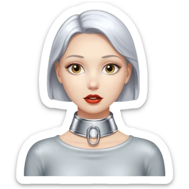 luxury fetish collar, silver chrome, smooth rounded metal, dominant erotic mood sticker