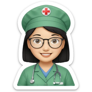 Open


Open


Open


Open
FILIPINA FEMALE NURSE, CHUBBY, BLACK HAIR, WITH GLASSES, GREEN SCRUBS, AND CAP, SMILING sticker