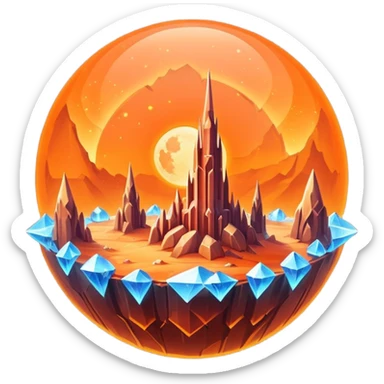 crystal mars planet, surface covered in glowing crystals  sticker
