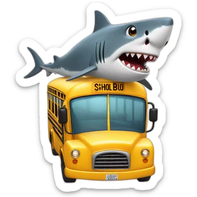 shark driving a school bus sticker