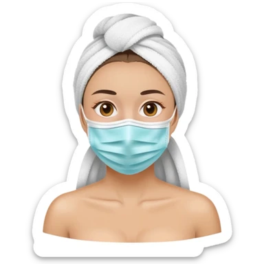 woman doing self care with face mask and towel sticker