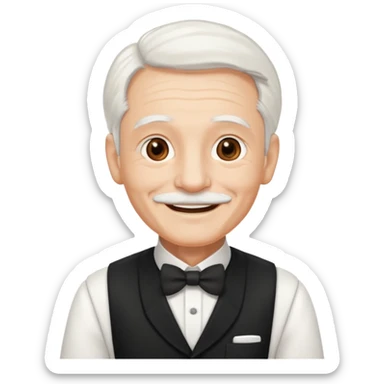 ai aik old man with white hair wearing waitor dress sticker