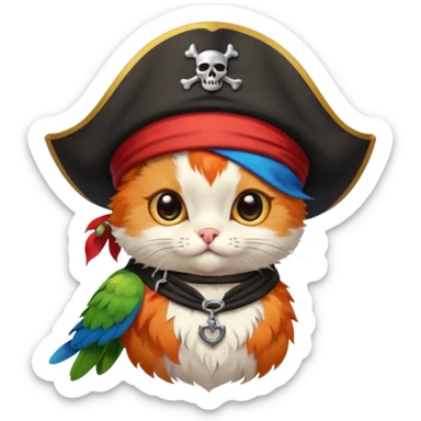 بچه گربهpirate and parrot sticker