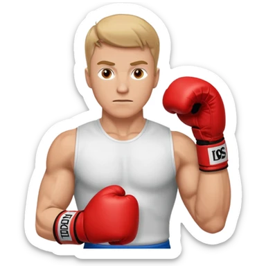 white man wearing red boxing gloves, standing sticker