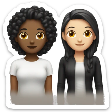 white lesbian couple one with black hair and one with red hair sticker
