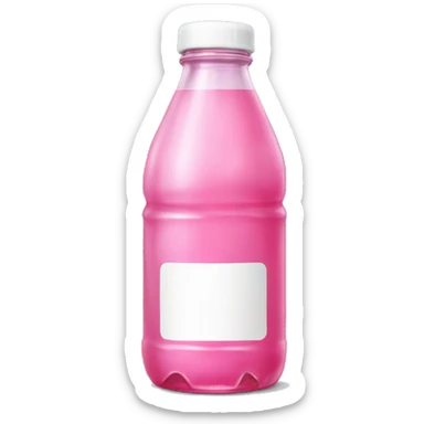 bottle of pink soda with pink bear ears on the cap and a white label with NO face  sticker