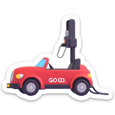 A simple 2D emoji-style illustration of a right foot pressing down on a car gas pedal. The pedal is labeled with “GO” and motion lines show acceleration. Bright, clean cartoon style with clear shapes and bold colors. sticker