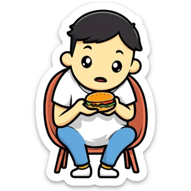 A guy waiting for food almost starving  sticker