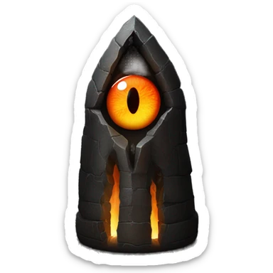 Eye of Sauron with glowing orange iris, set in a dark tower of Mordopr sticker