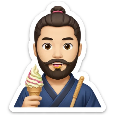 SAMURAI WITH EATING ICE CREAM BEARD GAY sticker