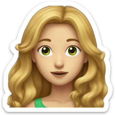 girl with long light brown hair and, green eyes  sticker