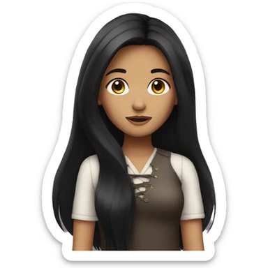 girl with long black hair sticker