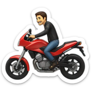 chico joven rubio subido en una moto sticker