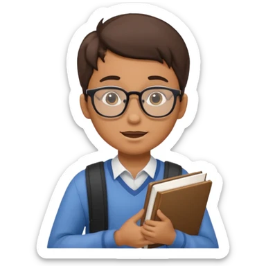 student holding a book and asking a question sticker