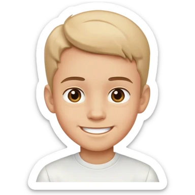 smiling boy in white shirt sticker
