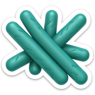 Multiple Lactobacillus bacteria emojis, thick rod shape, teal green, soft fibrous texture, clean ingredient icon style
 sticker