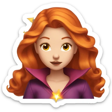 orange hair scarlet witch with magic sticker