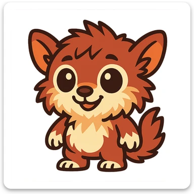 cute gibberling character, chibi proportions, big eyes, soft fur, friendly expression sticker