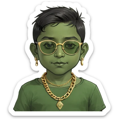 A Indian child with cool glasses and a gold chain necklace  sticker