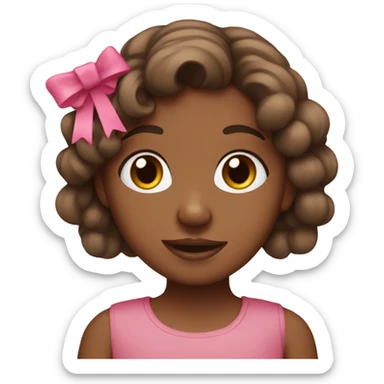 brown girl with pink bows sticker