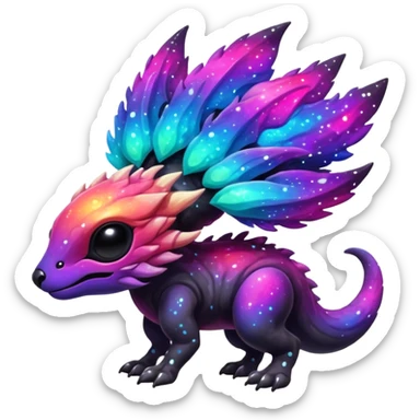 Epic Edgy Cute Colorful Vibrant Dark Nebula Modern Vernid-Protogen-creature-animal, full body sticker