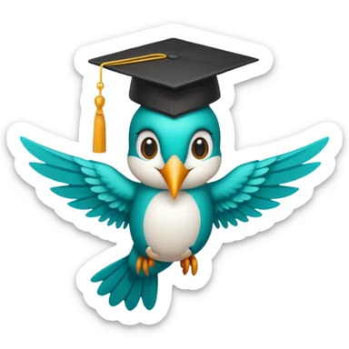 Un colibri con birrete de graduación y que el colibrí sea turquesa  sticker