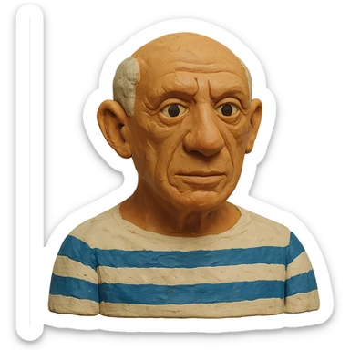 auto portrait of Pablo Picasso in claymation style sticker