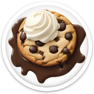 Chocolate chip cookie with ice cream on top and chocolate drizzle  sticker