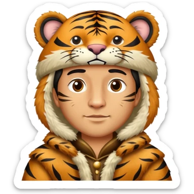 Ancient Russian boyar tiger with fur coat and hat sticker