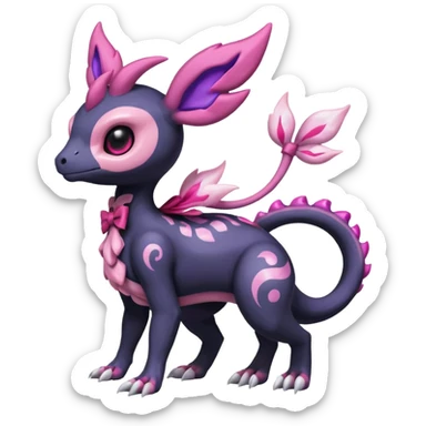 Shiny Duskull-Salandit-Sylveon-Fakémon-hybrid-creature (full body)  sticker