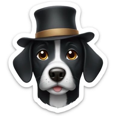 Black dog with a hat  sticker