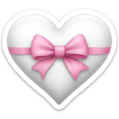 white heart with pink bow sticker