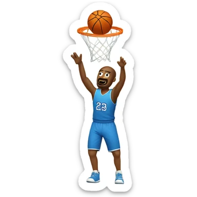 a guy shooting a basketball into a hoop sticker