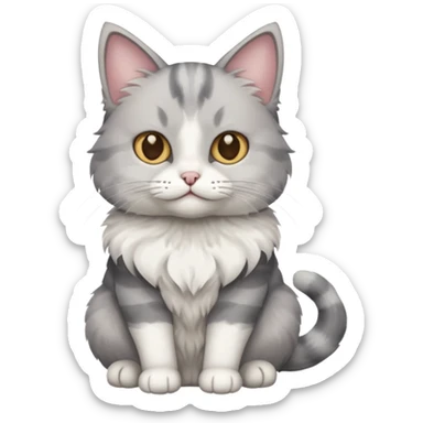 a grey and white cat sitting regally sticker
