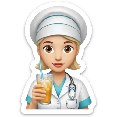 nurse holding icey drink sticker
