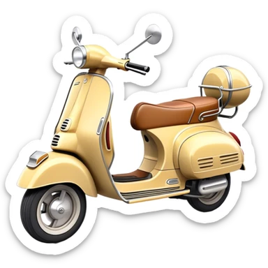 Cinematic Realistic Vespa Pop Culture Emoji, depicted as a sleek vintage scooter symbolizing Italian style rendered with dynamic detail and retro lighting. sticker