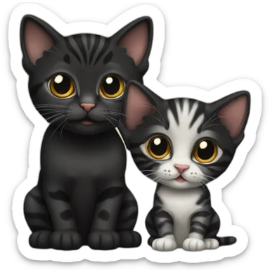 two-cats-bengal-and-cat-black-kitten-together sticker