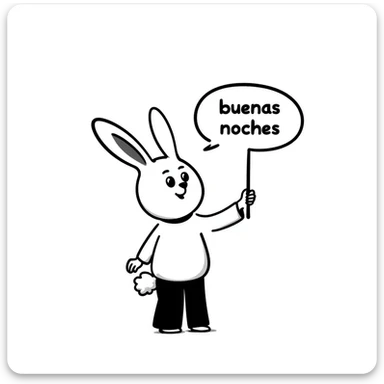 cute bunny rabbit with speech bubble saying "buenas noches" sticker