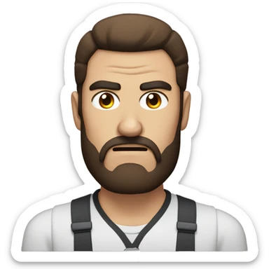 man with brown beard, blackeybrows and middle long brown hair looking angry sticker